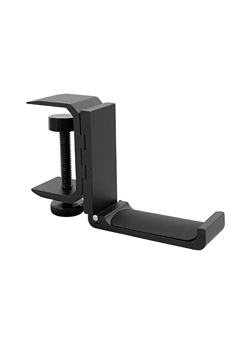 Foldable Headphone Stand No-Drill Metal Hook Black