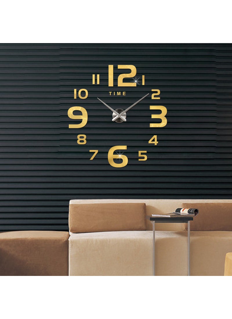 1 x 5 pcs Oversized DIY Wall Clock Creative Mirror Decor Gold