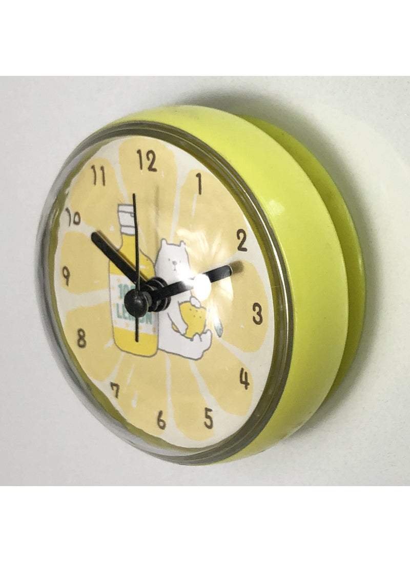 Mini Suction Cup Clock 7cm Waterproof Bathroom Kitchen Sucker Clock-Yellow Bear