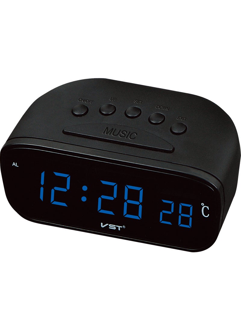 1 x 5 pcs LED Digital Clock with Temperature Display Blue