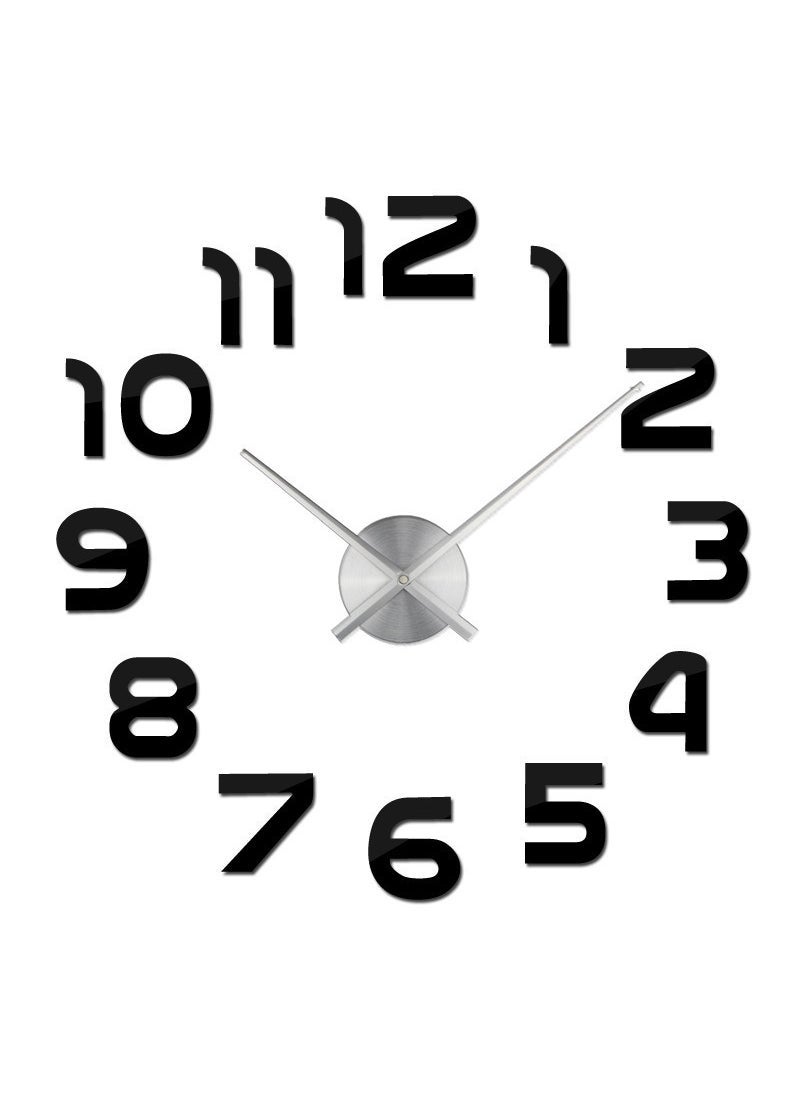 Acrylic DIY Clock Large Creative Wall Decor 70-90cm black numbers + silver clock dial pointer