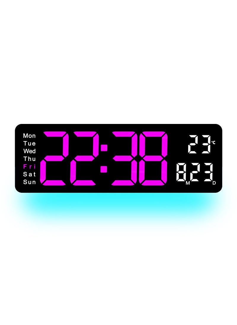 Creative Large Screen Clock with Ambient Light Feature rose red