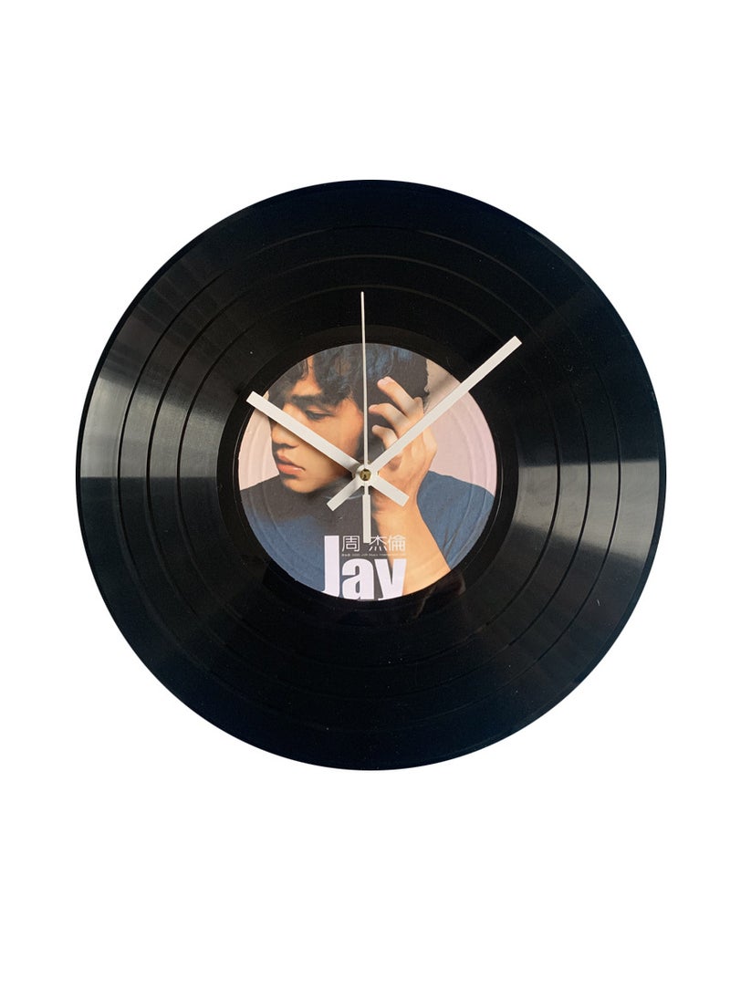 1 x 5 pcs Creative Vinyl Record Wall Clock Graffiti Gift White 3-pin record wall clock jay chou