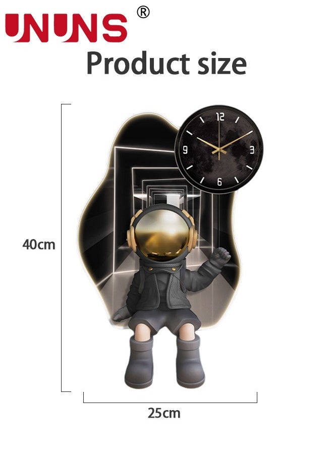 Large Wall Clocks for Living Room,Modern Pendulum Wall Clock Silent Quartz Battery Operated,Non-Ticking for Bedroom Kitchen Office,Astronaut Shaped Clock Wall Decor for Home Indoor,25X40CM