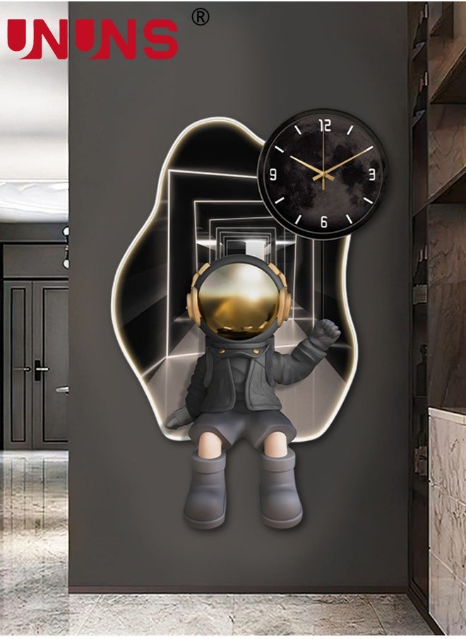 Large Wall Clocks for Living Room,Modern Pendulum Wall Clock Silent Quartz Battery Operated,Non-Ticking for Bedroom Kitchen Office,Astronaut Shaped Clock Wall Decor for Home Indoor,25X40CM