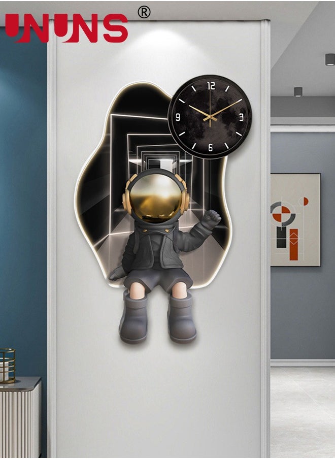 Large Wall Clocks for Living Room,Modern Pendulum Wall Clock Silent Quartz Battery Operated,Non-Ticking for Bedroom Kitchen Office,Astronaut Shaped Clock Wall Decor for Home Indoor,25X40CM