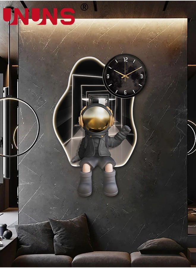 Large Wall Clocks for Living Room,Modern Pendulum Wall Clock Silent Quartz Battery Operated,Non-Ticking for Bedroom Kitchen Office,Astronaut Shaped Clock Wall Decor for Home Indoor,25X40CM