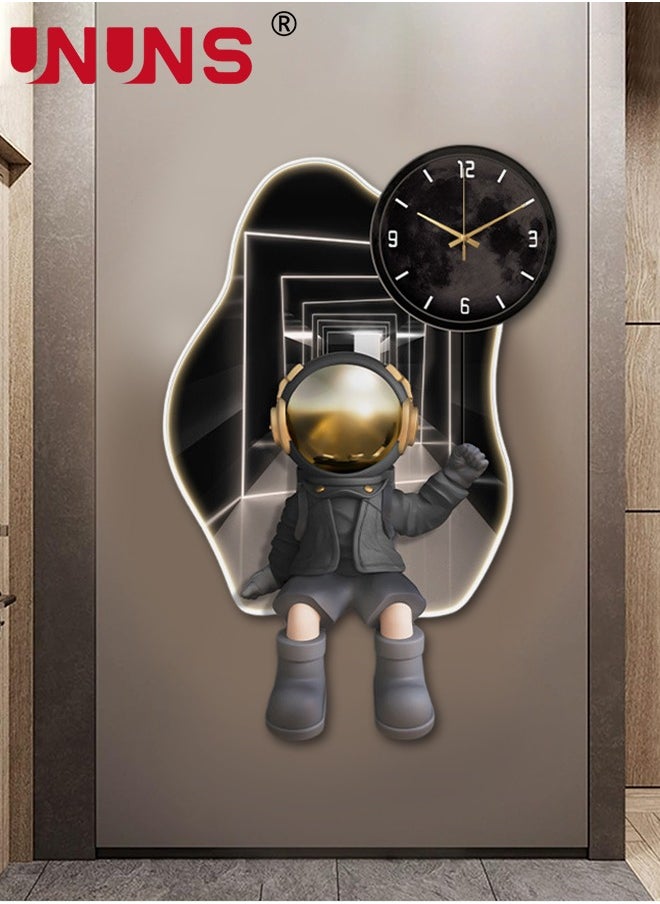 Large Wall Clocks for Living Room,Modern Pendulum Wall Clock Silent Quartz Battery Operated,Non-Ticking for Bedroom Kitchen Office,Astronaut Shaped Clock Wall Decor for Home Indoor,25X40CM