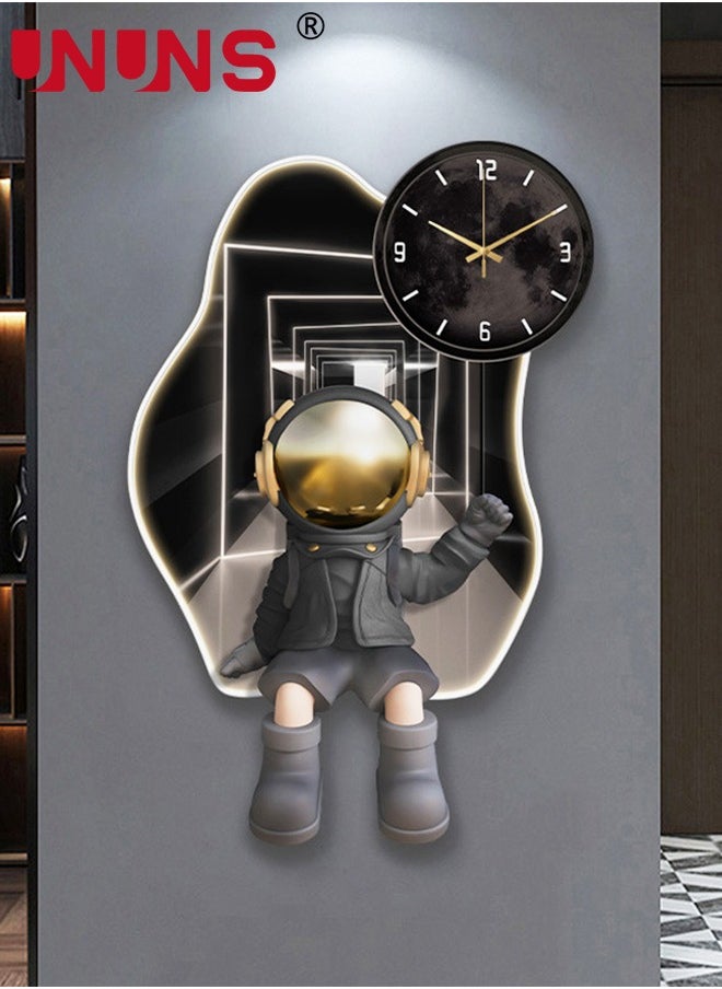 Large Wall Clocks for Living Room,Modern Pendulum Wall Clock Silent Quartz Battery Operated,Non-Ticking for Bedroom Kitchen Office,Astronaut Shaped Clock Wall Decor for Home Indoor,25X40CM