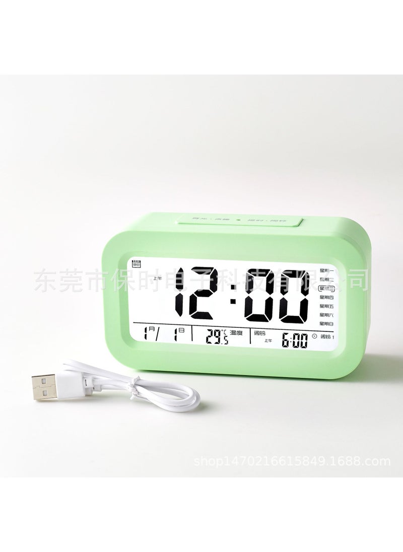 Smart Charging Voice Alarm Clock for Students 2024 Charging Green