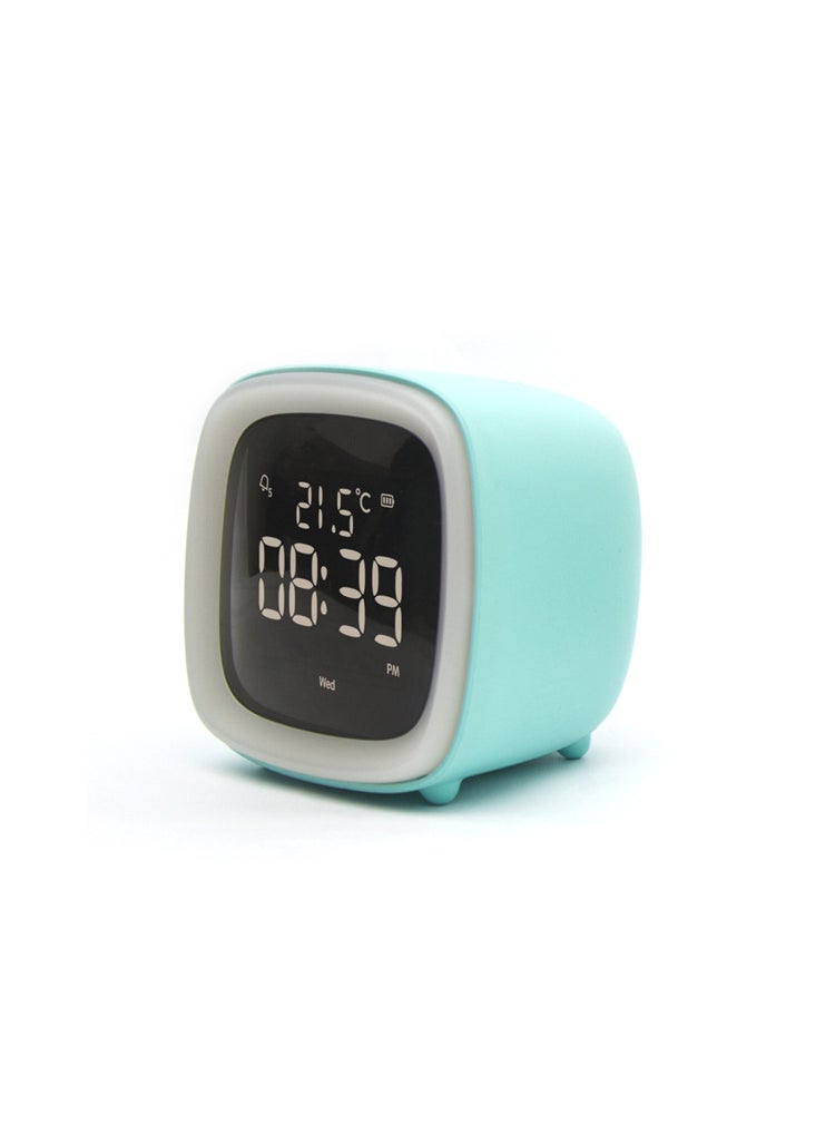 Cute Cartoon TV Alarm Clock, Snooze LED for Kids with USB Blue