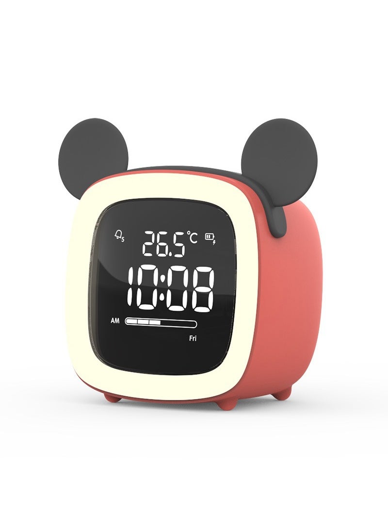 Cute Cartoon TV Alarm Clock, Snooze LED for Kids with USB Orange + Accessories (Mickey Mouse)