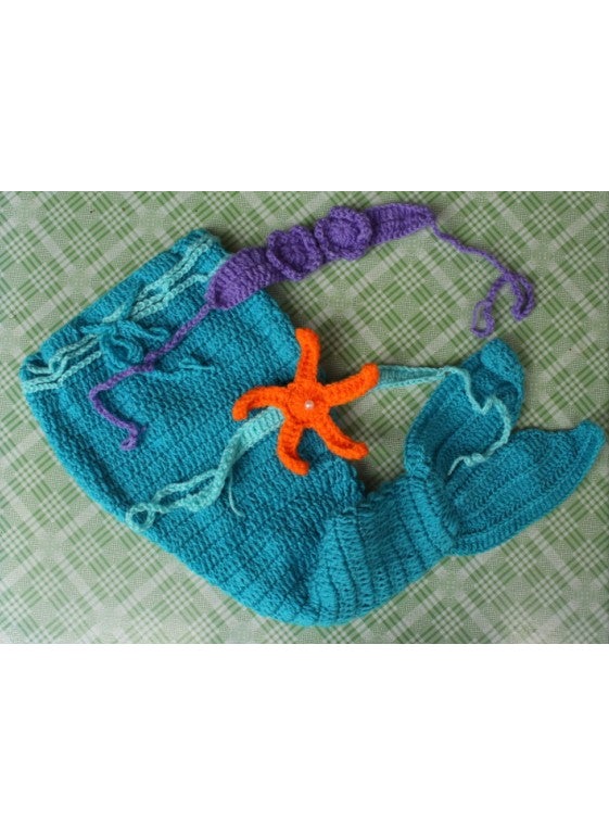 Knitted Mermaid Baby Sleep Sack Gift Set Light Blue