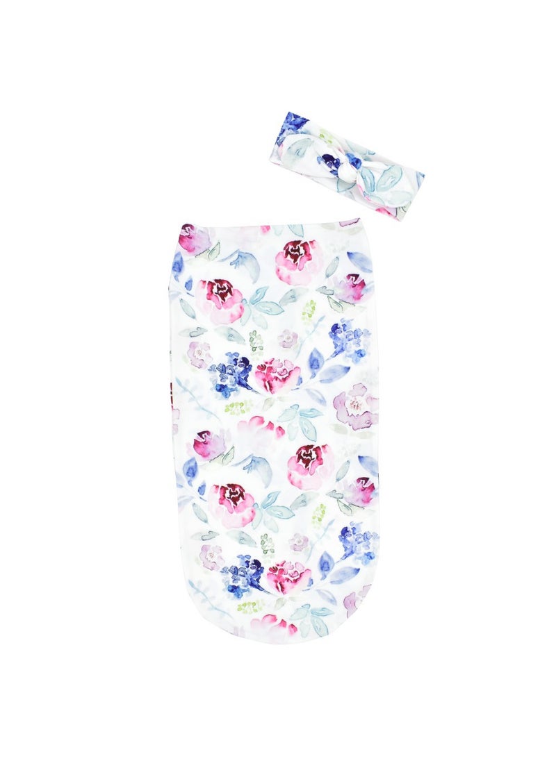 1 x 5 pcs Baby Cocoon Sleep Sack Set with Headband Flowers