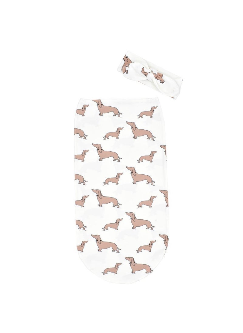 1 x 5 pcs Baby Cocoon Sleep Sack Set with Headband Dachshund