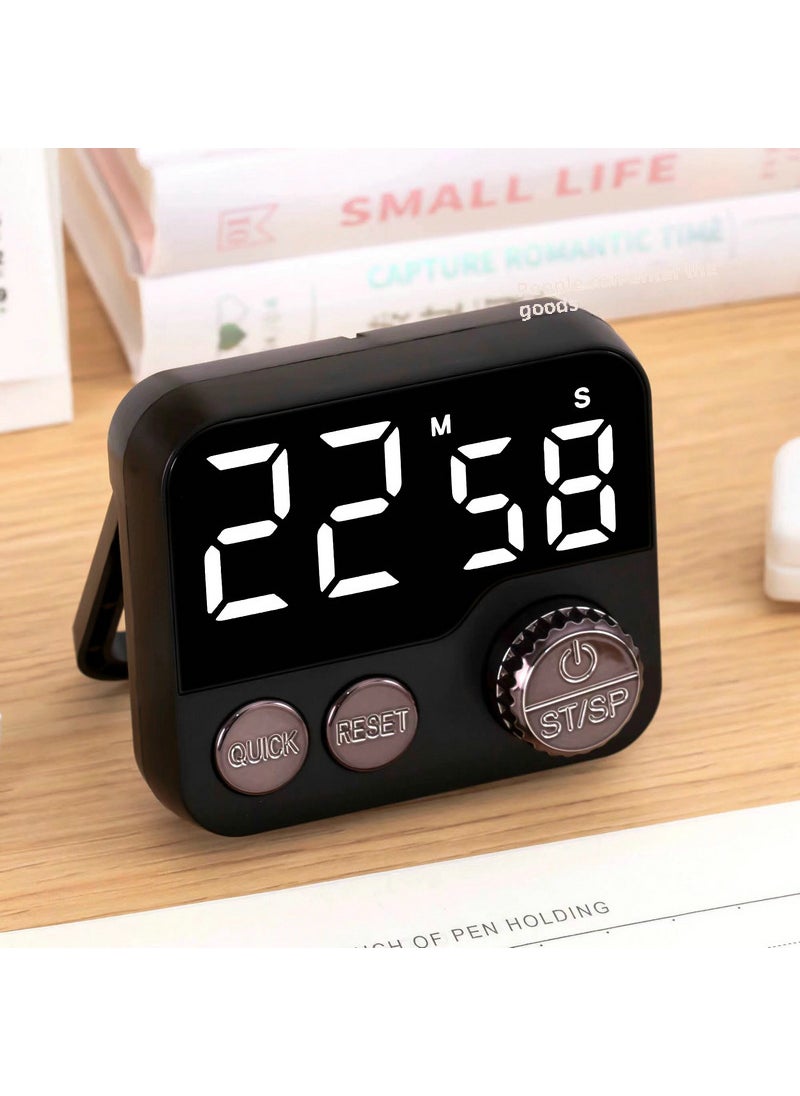 1 x 5 pcs Magnetic LED Quiet Timer for Kitchen and Beauty Sports Black Key Rotation