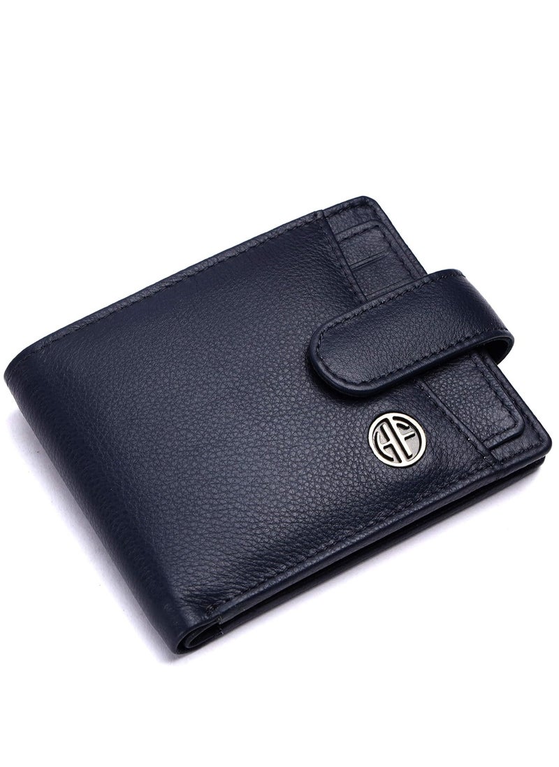 Leather Wallet for Men|5 Card Slots| 1 Coin Pocket| 2 Hidden Compartment|2 Currency Slots, Royal Blue, Minimalist