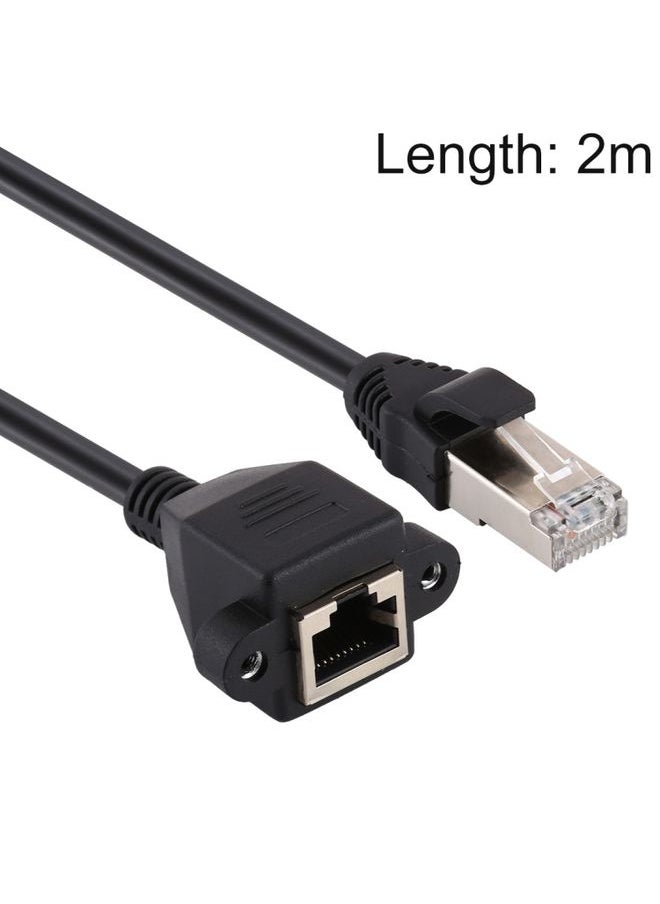 RJ45 Female to Male CAT6E Network Panel Mount Screw Lock Extension Cable, Length: 2m