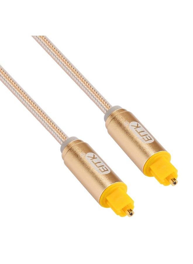 EMK 1m OD4.0mm Gold Plated Metal Head Woven Line Toslink Male to Male Digital Optical Audio Cable(Gold)