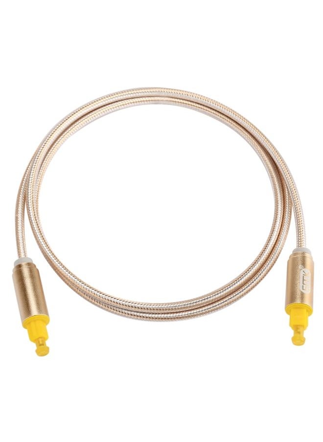 EMK 1m OD4.0mm Gold Plated Metal Head Woven Line Toslink Male to Male Digital Optical Audio Cable(Gold)