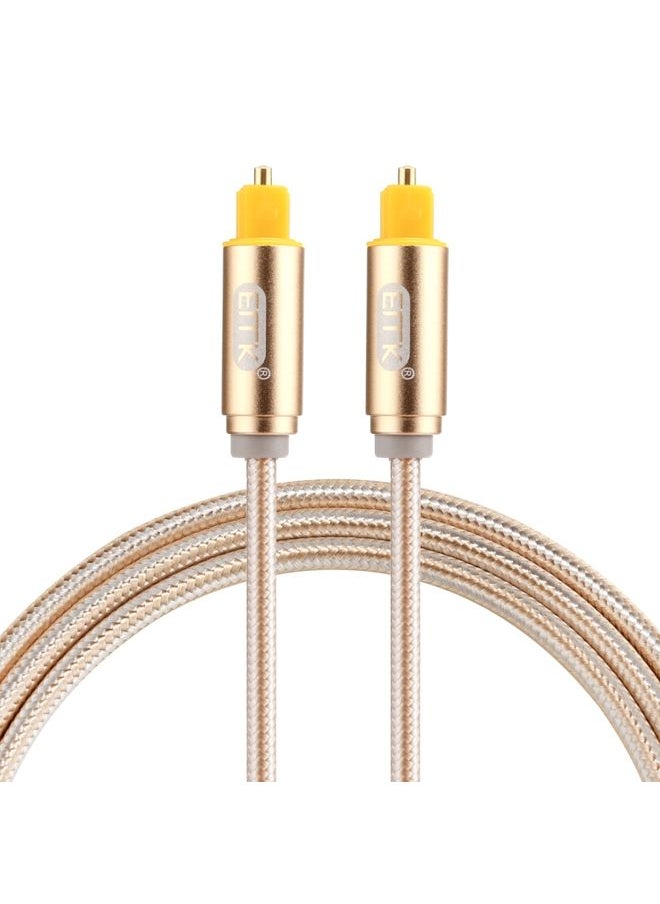 EMK 1m OD4.0mm Gold Plated Metal Head Woven Line Toslink Male to Male Digital Optical Audio Cable(Gold)