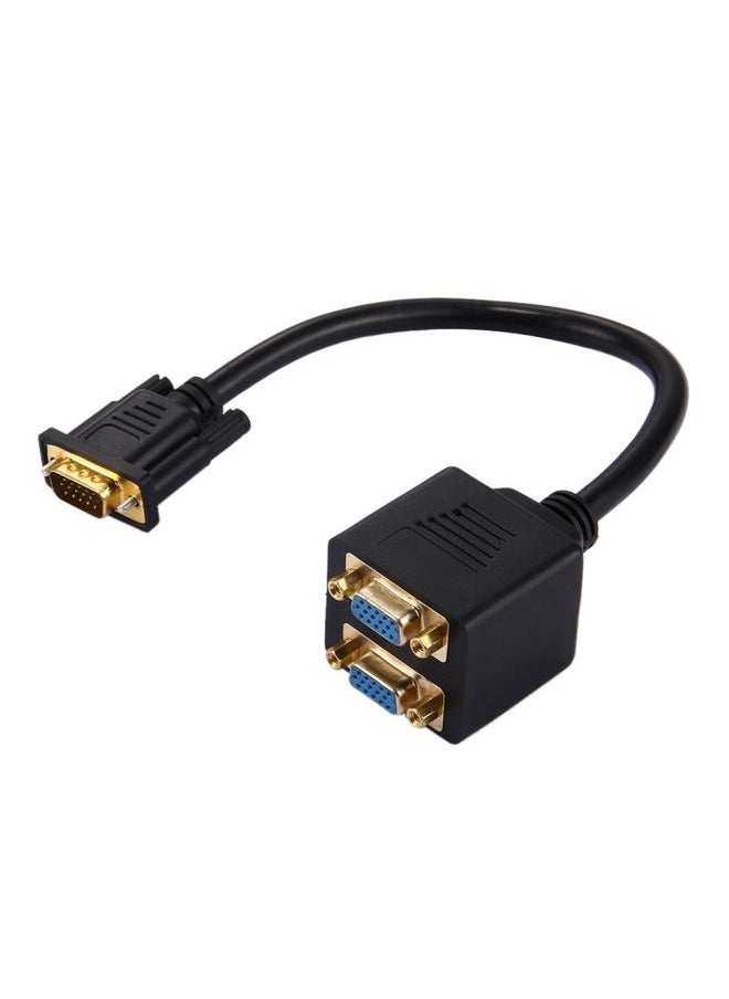 30cm VGA Male to 2 VGA Female Splitter Cable(Black)