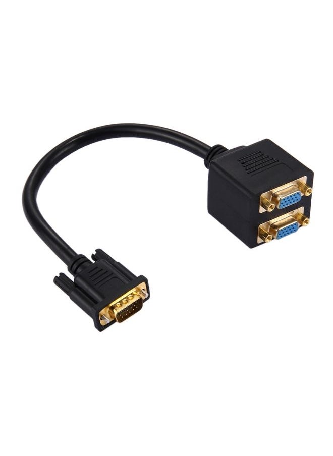 30cm VGA Male to 2 VGA Female Splitter Cable(Black)