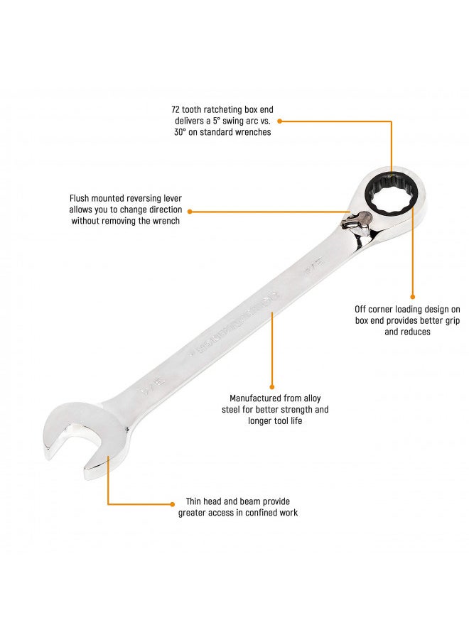 GEARWRENCH 12 Pt. Reversible Ratcheting Combination Wrench, 1/2