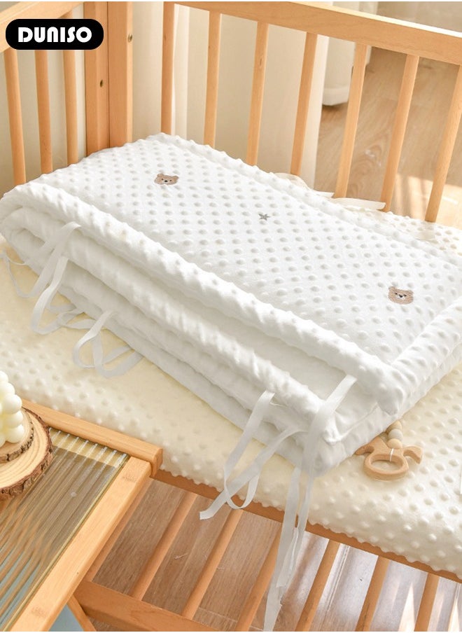 Cot Bumper, Crib Bumper, Breathable Mesh Cot Liner, Crib Rail Cover, Baby Boys Girls Nursery Breathable Crib Bed Liner Bumper Baby Crib Rail Cover Protector Guard Padded Cot Rail Wrap for Side Front Rails