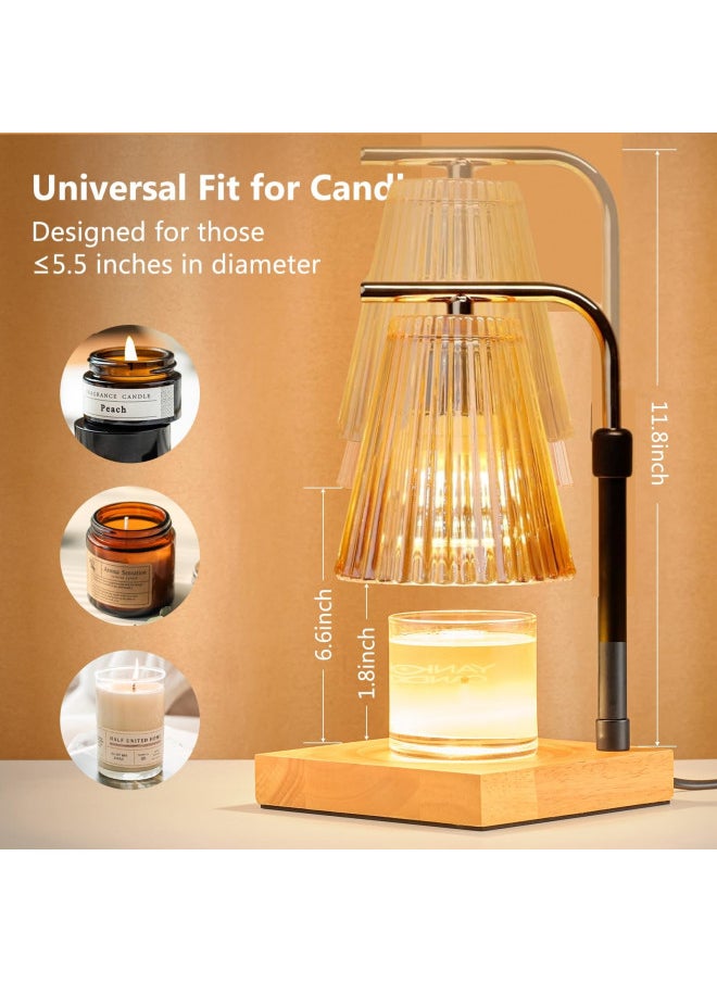 REIDEA Candle Warmer Lamp with 2 Bulbs, Timer, Adjustable Light Height, Dimmable Warmer for Both Small and Large Jar Candles (Champagne Gold)