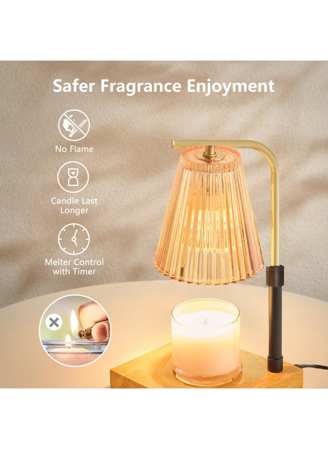 REIDEA Candle Warmer Lamp with 2 Bulbs, Timer, Adjustable Light Height, Dimmable Warmer for Both Small and Large Jar Candles (Champagne Gold)