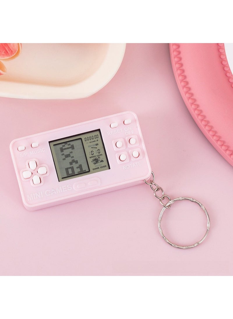 Retro Gaming Keychain Tetris Handheld Electronic Game Macaron powder