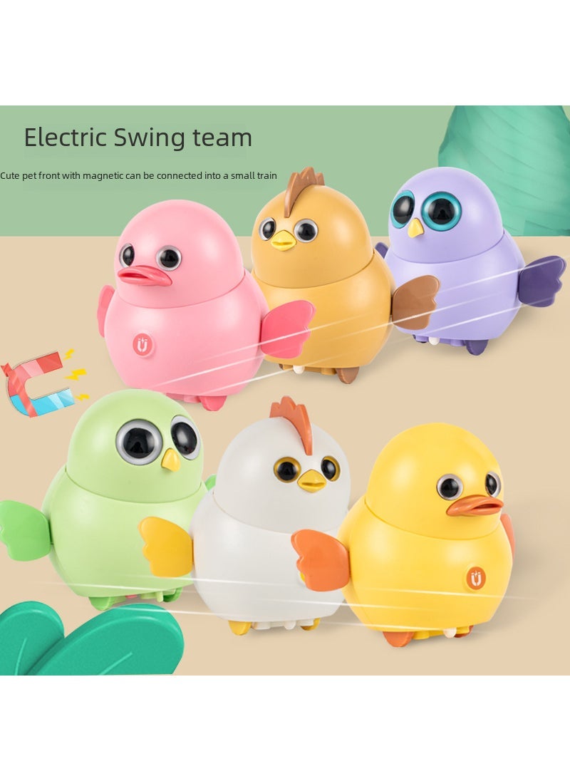 Shake Tone Electric Swing Chicken Squad Cute Cute Duck Running Magnetic Duck Children's Toy New Year Gift 602004-3 Swinging Owl [Green]]