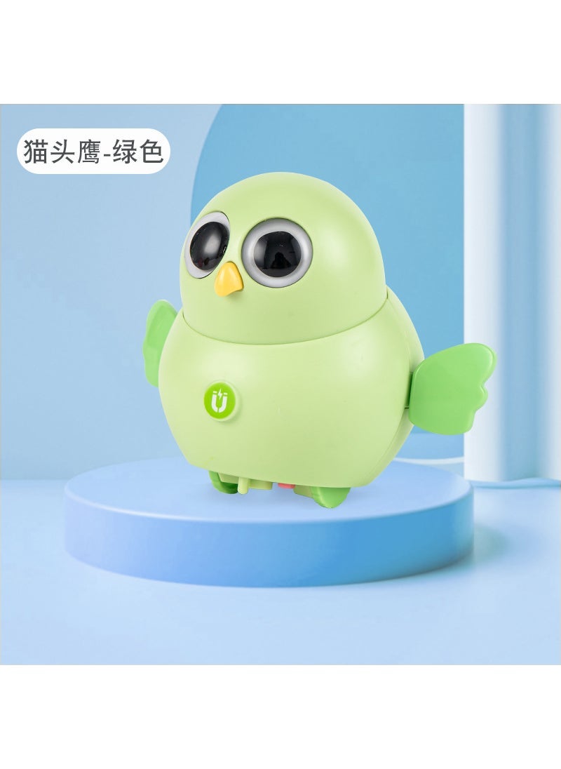 Shake Tone Electric Swing Chicken Squad Cute Cute Duck Running Magnetic Duck Children's Toy New Year Gift 602004-3 Swinging Owl [Green]]