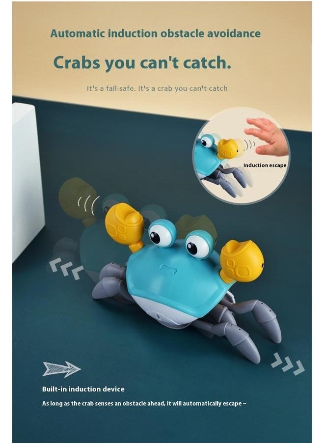 New Creative Charging Electric Crab Induction Toy 23x14cm，Electric Induction Crab Automatic Obstacle Avoidance Light Music Rechargeable Children Will Escape Crab Toy