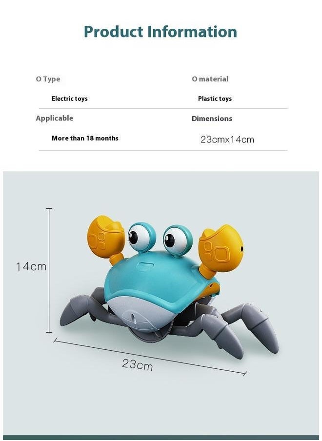 New Creative Charging Electric Crab Induction Toy 23x14cm，Electric Induction Crab Automatic Obstacle Avoidance Light Music Rechargeable Children Will Escape Crab Toy