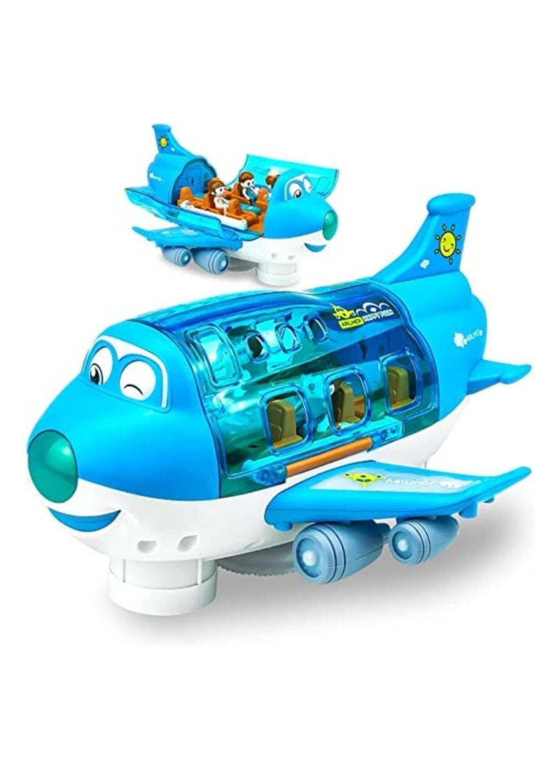 Electric Toy Airliner Plane Rotating Airplane Vehicles with Light and Music Airline Toy Vehicle Gift for Kids Boys Girls 3 4 5 6 Year Old and Up, Blue