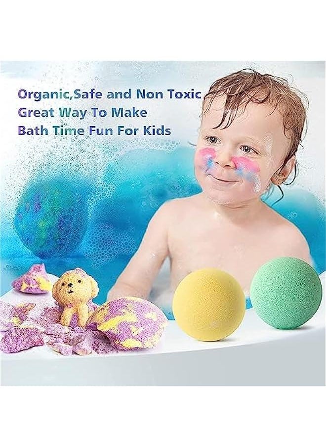 Bath Bombs for Kids with Surprise Inside - 16 Colorful Dinosaur Bath Bombs with Toys Inside, Organic Bubble Bath Fizzies, Gift for Kids, Girls, Boys (Zoo Park)