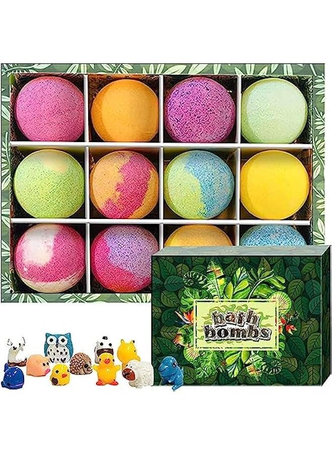 Bath Bombs for Kids with Surprise Inside - 16 Colorful Dinosaur Bath Bombs with Toys Inside, Organic Bubble Bath Fizzies, Gift for Kids, Girls, Boys (Zoo Park)