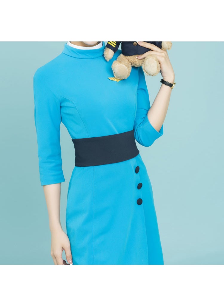 Xiamen Stewardess Interview Dress Uniform Peacock Blue