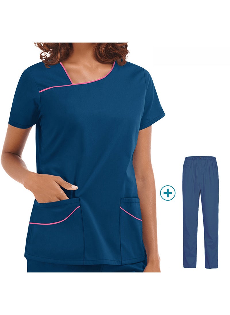 Womens Short Sleeve Scrub Top 42022 sapphire blue suit