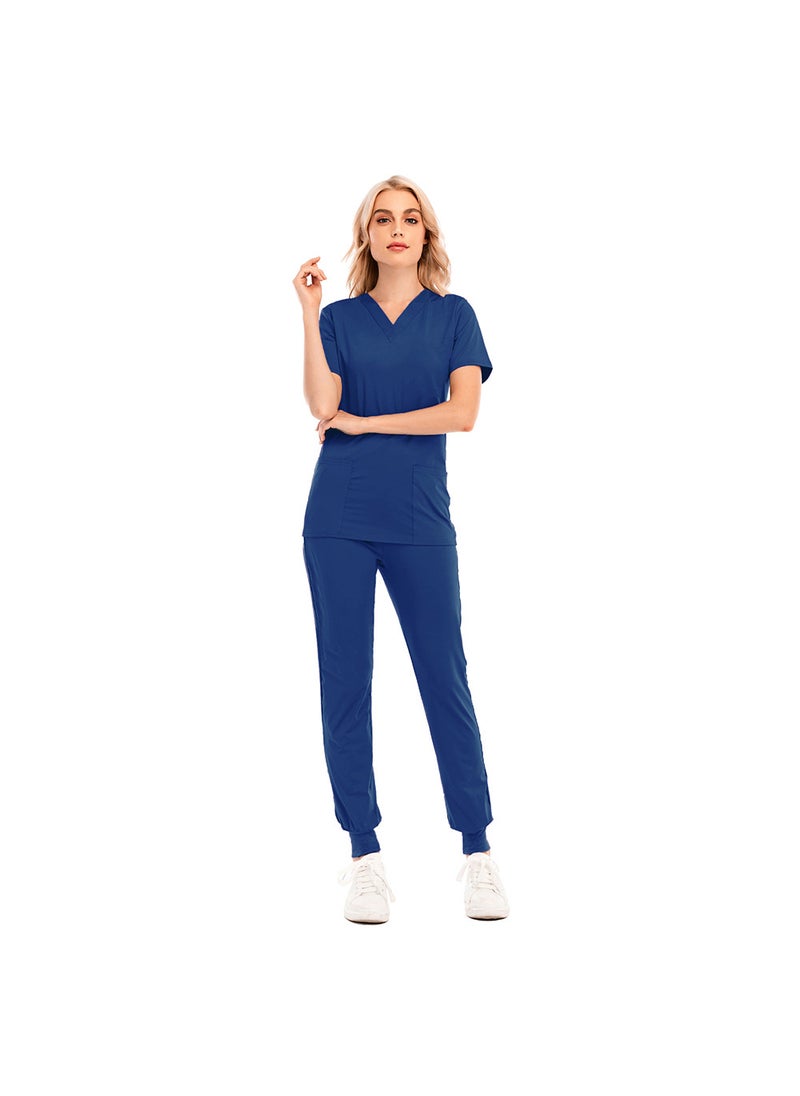 1 x 5 pcs Slim-Fit Scrubs Set for Men and Women, V-Neck Nursing Uniform 42016LW Royal Blue