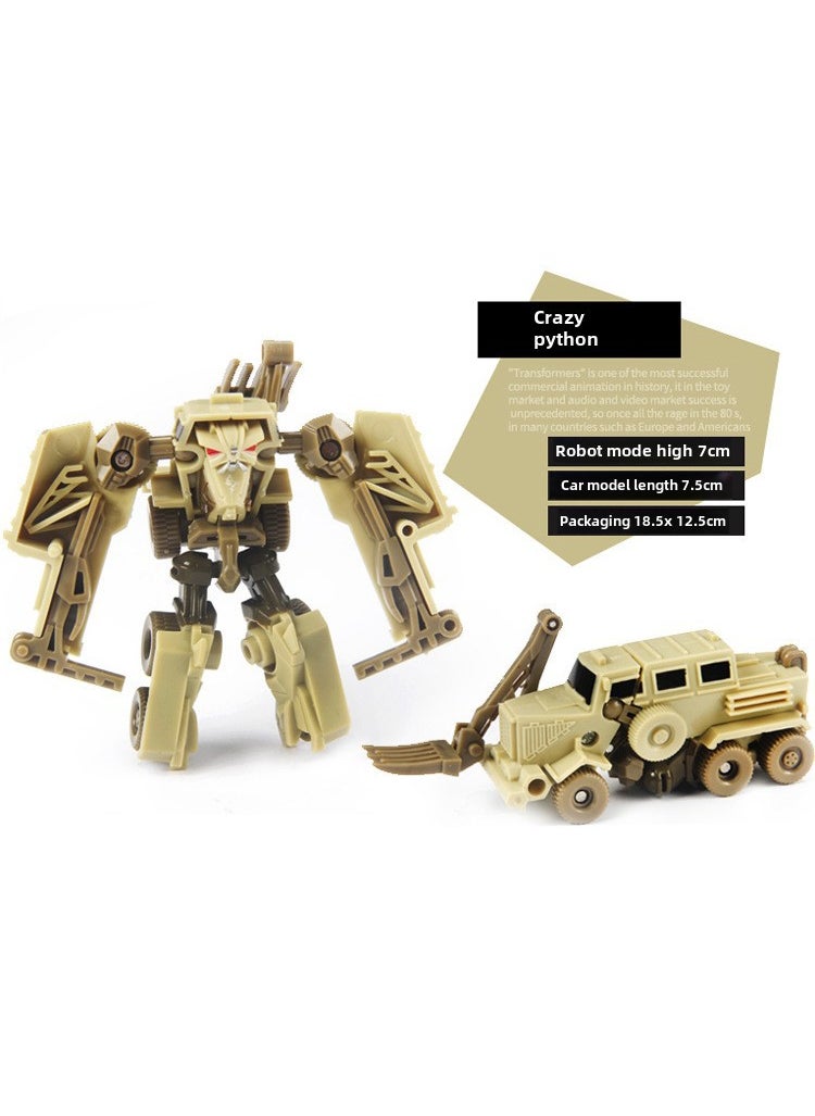 1 x 5 pcs Mini Transforming Robot Car Toy for Kids Crazy Python