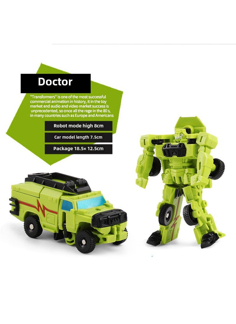 1 x 5 pcs Mini Transforming Robot Car Toy for Kids Doctor Mu