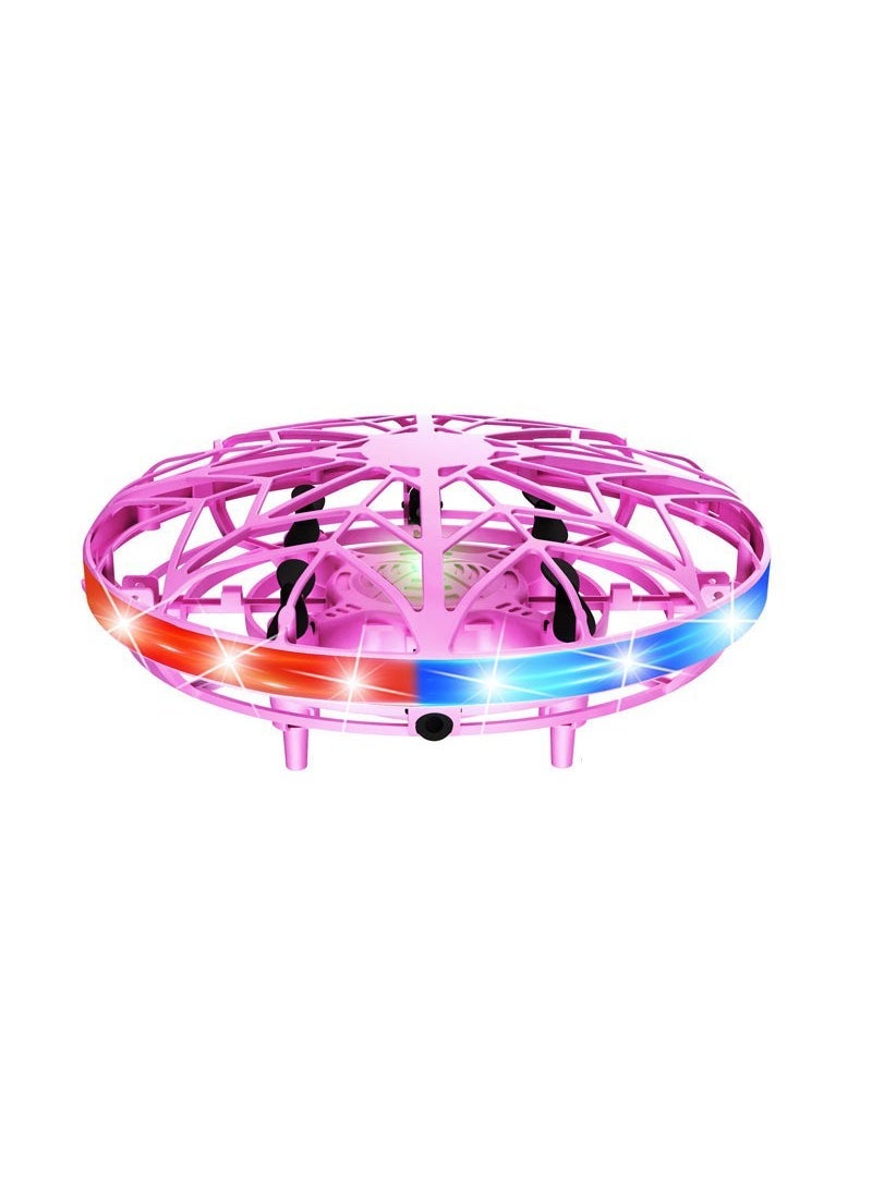 Cross-border hot selling colorful light with fingertip flying gyro children's interactive UFO induction gesture aircraft suspension toy Spinning Ball (purple)