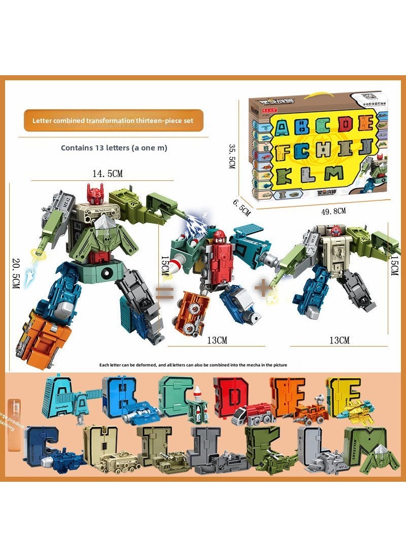 Large Digital Fit Deformation Toys Childrens Alphabet Assembled Robot Dinosaur King Kong Mecha Model Gift Box 8196D Letter Fit Deformation [A-M] E-commerce Edition