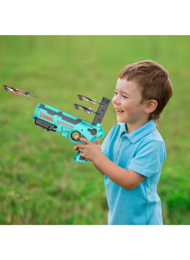 Catapult Airplane Toy Set with 8 Glider Planes - Outdoor Ejection Game for Boys Ages 4-8, Perfect Gift for Kids