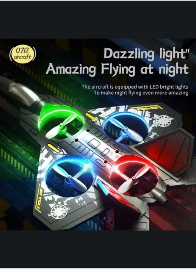Remote Control Drone Plane 2.4GHz Fighter Aircraft RC Airplane RTF for Beginner Kids and Adults 3D Flip Airplane Toy with Colored Lights USB Charging Model L0712