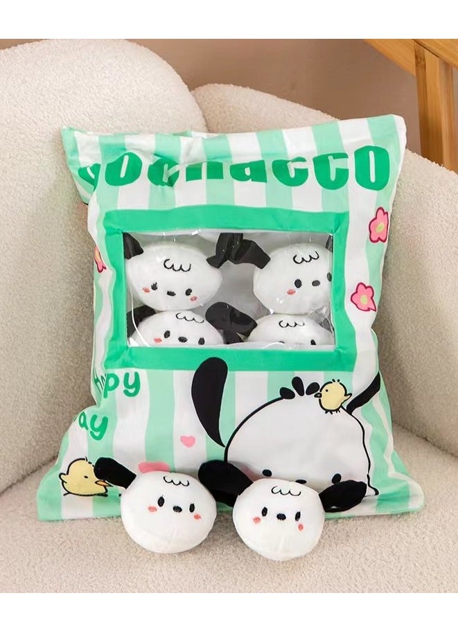 Cute Plush Pillow Removable Stuffed Animal Toy Creative Gift Children's Soft Pillow Room Decoration - Papa Dog (8 Animal Balls Inside)