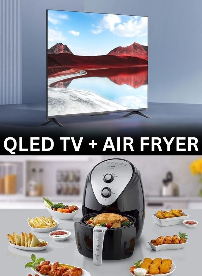 55-Inch 4K UHD QLED Smart TV with 3.5L Air Fryer Bundle | Quantum Dot Display | HDR10 | Dolby Audio | Healthy Cooking | Ideal for Modern Homes 55APRO2025+AIR-FRYER Black